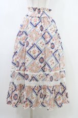 画像1: LIZ LISA / スカーフ柄ロングスカート 0 白/ネイビー H-26-05-28-037-LO-SK-NS-ZH (1)