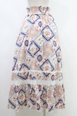 画像2: LIZ LISA / スカーフ柄ロングスカート 0 白/ネイビー H-26-05-28-037-LO-SK-NS-ZH (2)