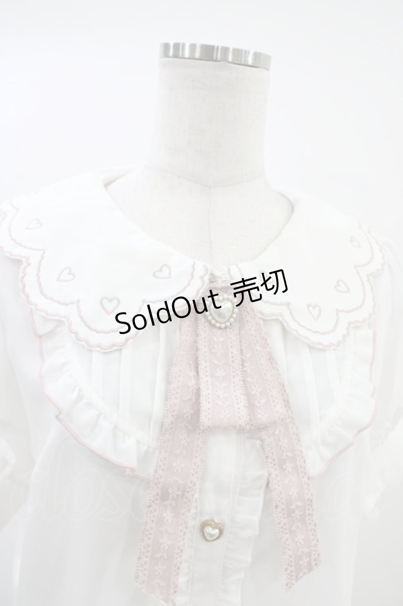 画像3: LIZ LISA / 衿刺繍リボン付ブラウス 0 白/ピンク H-26-05-28-052-LO-BL-NS-ZH (3)