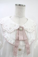 画像3: LIZ LISA / 衿刺繍リボン付ブラウス 0 白/ピンク H-26-05-28-052-LO-BL-NS-ZH (3)