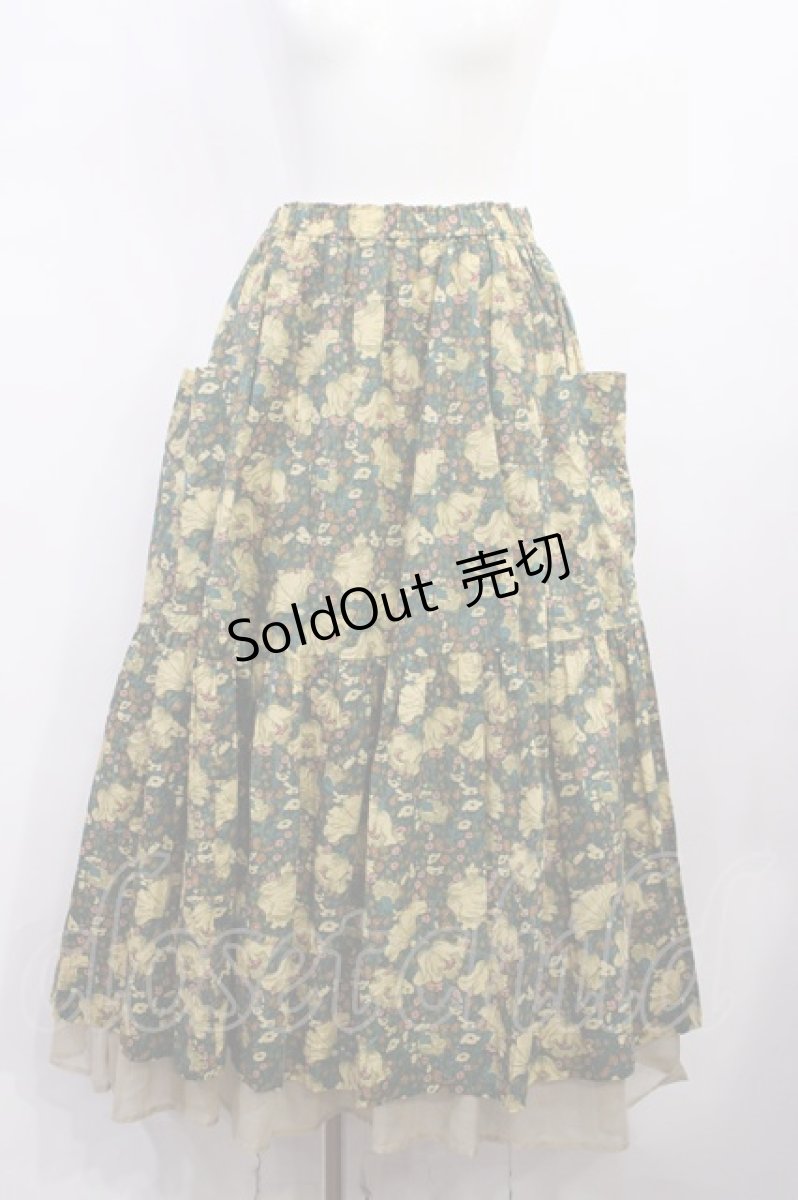 画像1: Jane Marple Dans Le Salon / CLEMENTINA DAISY reversible skirt M モスグリーン×ベージュ H-26-05-28-1010-JM-SK-AK-ZH (1)