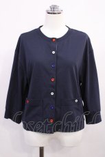 画像1: Jane Marple / Stripe ribbon-trim cardigan M ネイビー×トリコロール H-26-05-28-1020-JM-TO-AK-ZH (1)