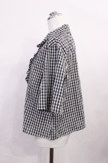 画像2: Jane Marple Dans Le Salon / Ripple gingham front frill shirt M ブラック H-26-05-28-1022-JM-BL-AK-ZH (2)