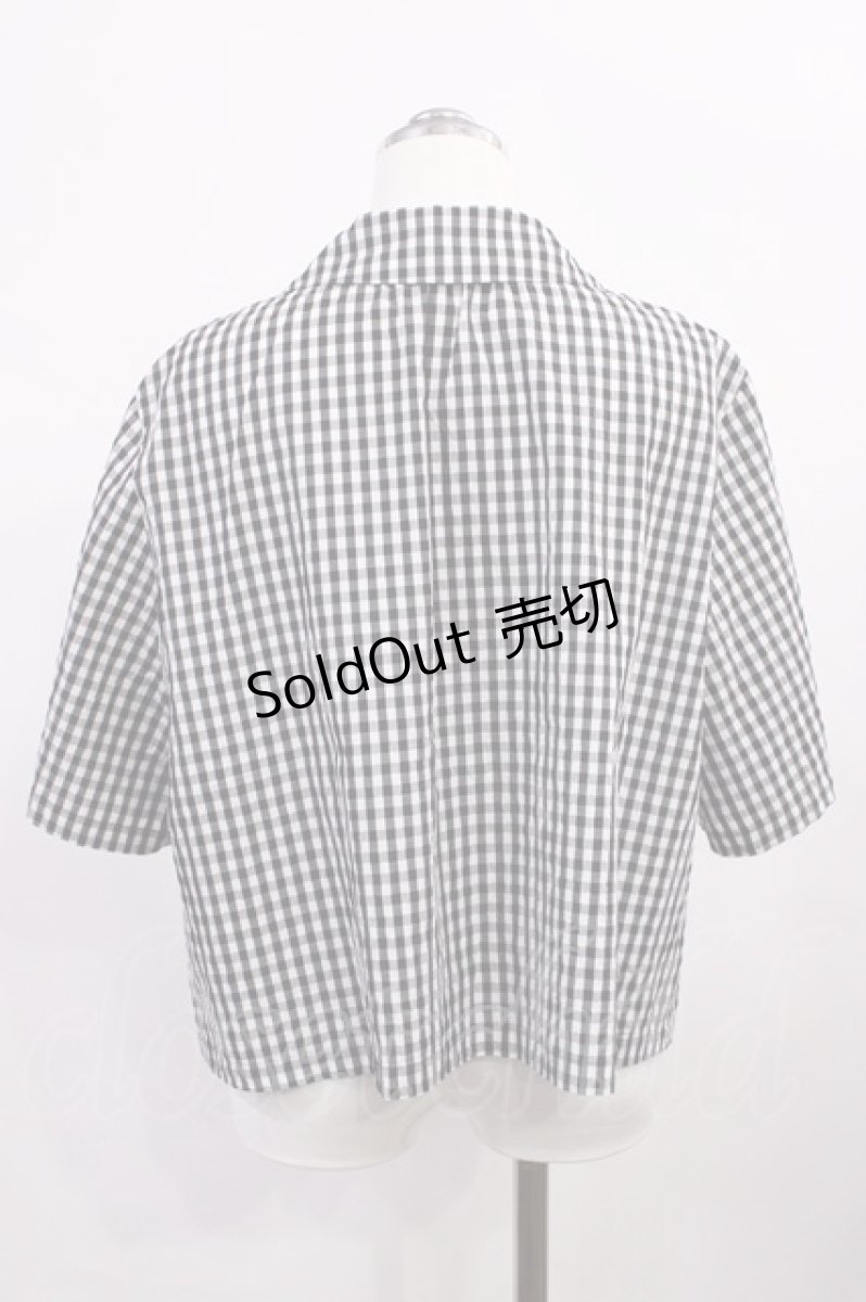 画像3: Jane Marple Dans Le Salon / Ripple gingham front frill shirt M ブラック H-26-05-28-1022-JM-BL-AK-ZH (3)