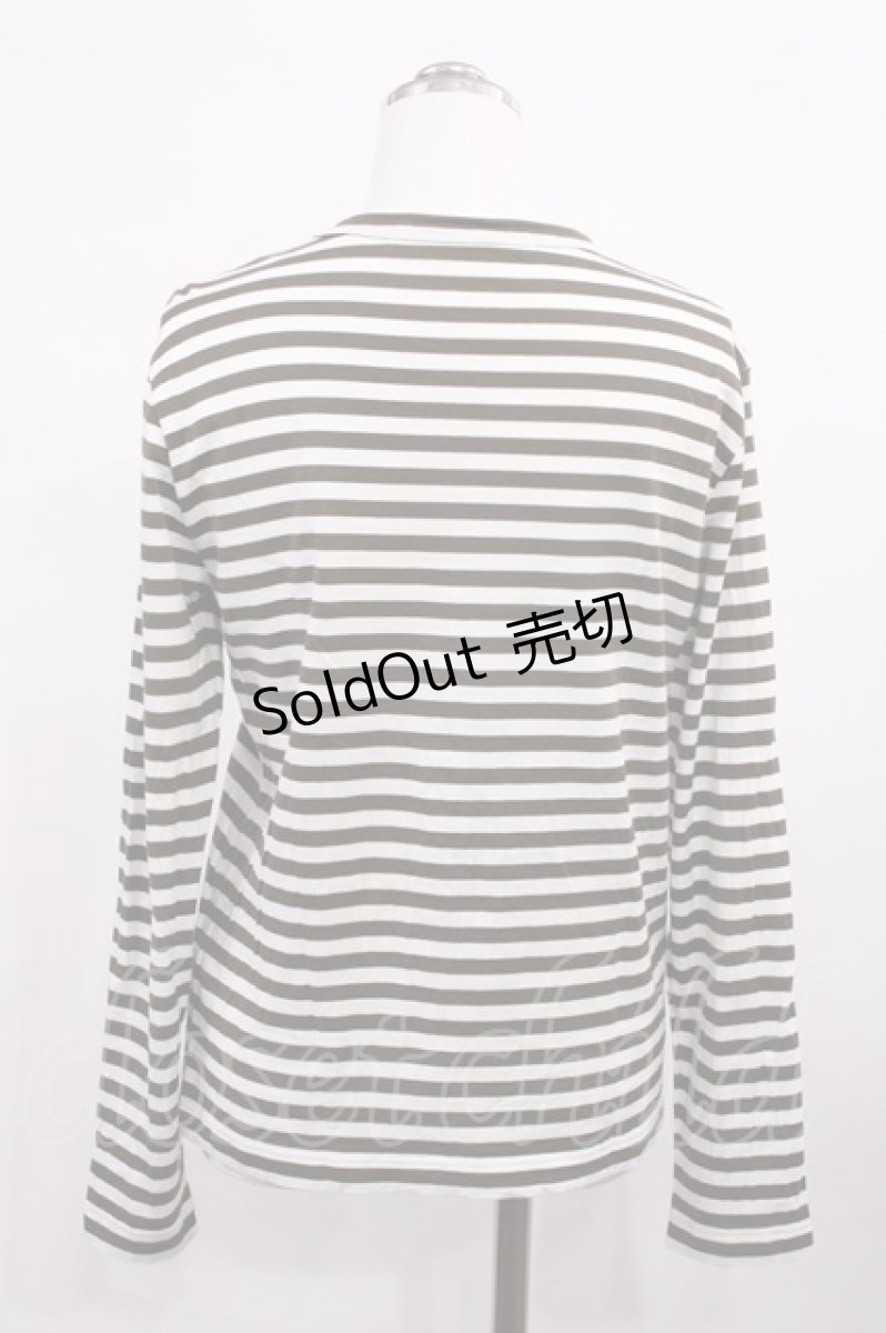 画像2: Jane Marple Dans Le Salon / GIZA cotton border long sleeve T-shirt M オフ×ブラウン H-26-05-28-1023-JM-TO-AK-ZH (2)