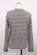 画像2: Jane Marple Dans Le Salon / GIZA cotton border long sleeve T-shirt M オフ×ブラウン H-26-05-28-1023-JM-TO-AK-ZH (2)