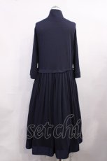 画像3: Jane Marple Dans Le Salon / シフォン天竺ジップアップドレス M ネイビー H-26-05-28-1002-JM-OP-AK-ZH (3)