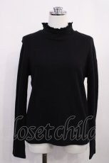 画像1: Jane Marple Dans Le Salon / Frill-trim off turtleneck sweater M ブラック H-26-05-28-1028-JM-TO-AK-ZH (1)