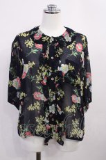 画像1: Jane Marple Dans Le Salon / Days of mimosas sheer frill blouse M ダークネイビー H-26-05-28-1030-JM-BL-AK-ZH (1)