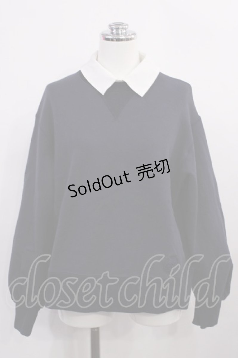 画像1: Jane Marple Dans Le Salon / Luana fleece shirt-collar sweatshirt M ネイビー H-26-05-28-1033-JM-SK-AK-ZH (1)