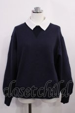 画像1: Jane Marple Dans Le Salon / Luana fleece shirt-collar sweatshirt M ネイビー H-26-05-28-1033-JM-SK-AK-ZH (1)