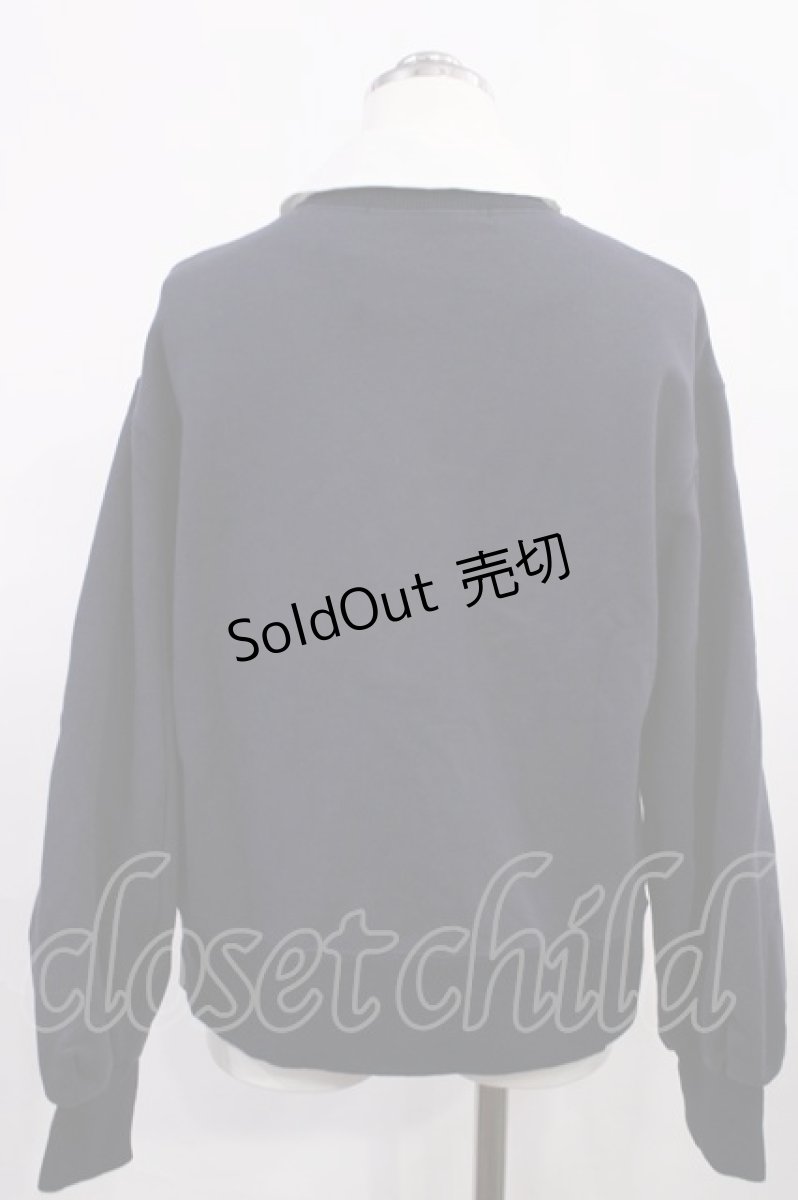 画像2: Jane Marple Dans Le Salon / Luana fleece shirt-collar sweatshirt M ネイビー H-26-05-28-1033-JM-SK-AK-ZH (2)