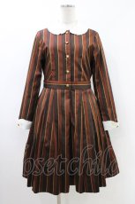 画像1: Jane Marple / Regimental stripe lycee onepice M ブラウン H-26-05-28-017-JM-OP-AK-ZH (1)