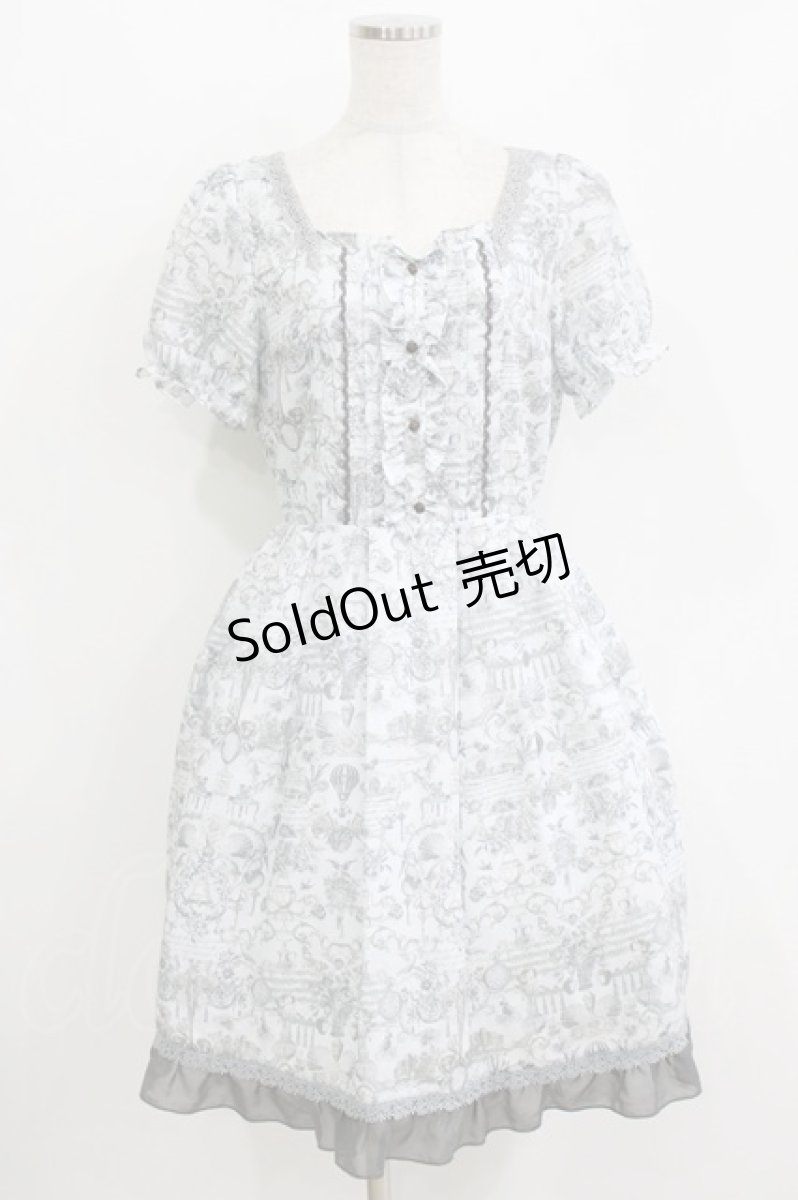 画像1: axes femme / アンティーク柄ワンピース M グレー H-26-05-29-027-AX-OP-NS-ZH (1)