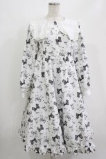画像1: Lovely Tency / 眞白ありす/リボン柄襟付きワンピース L オフ/ブラック H-26-05-29-010-LO-OP-NS-ZH (1)