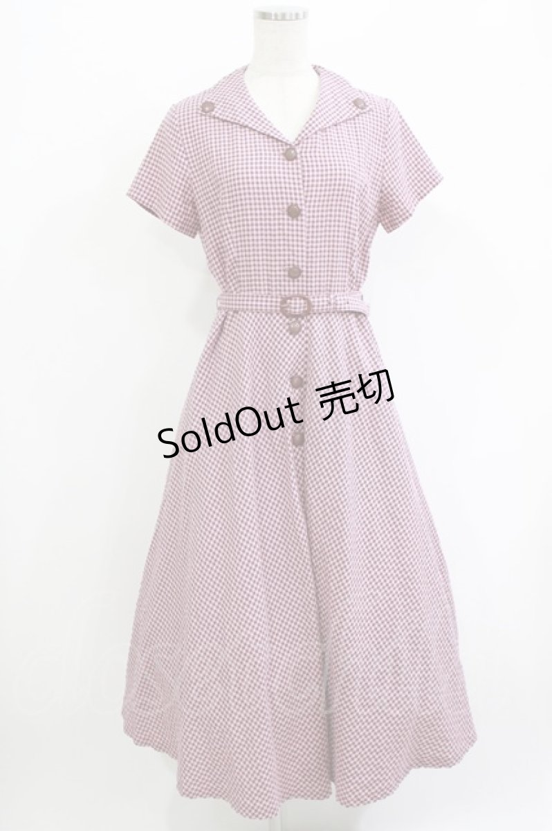 画像1: an another angelus / レトロチェックフィット&フレアーワンピース Free PINK H-26-05-29-015-CA-OP-NS-ZH (1)