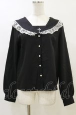 画像1: MA*RS / 十字架刺繍セーラーブラウス Free ブラック/オフ H-26-06-01-033-GO-BL-NS-ZH (1)