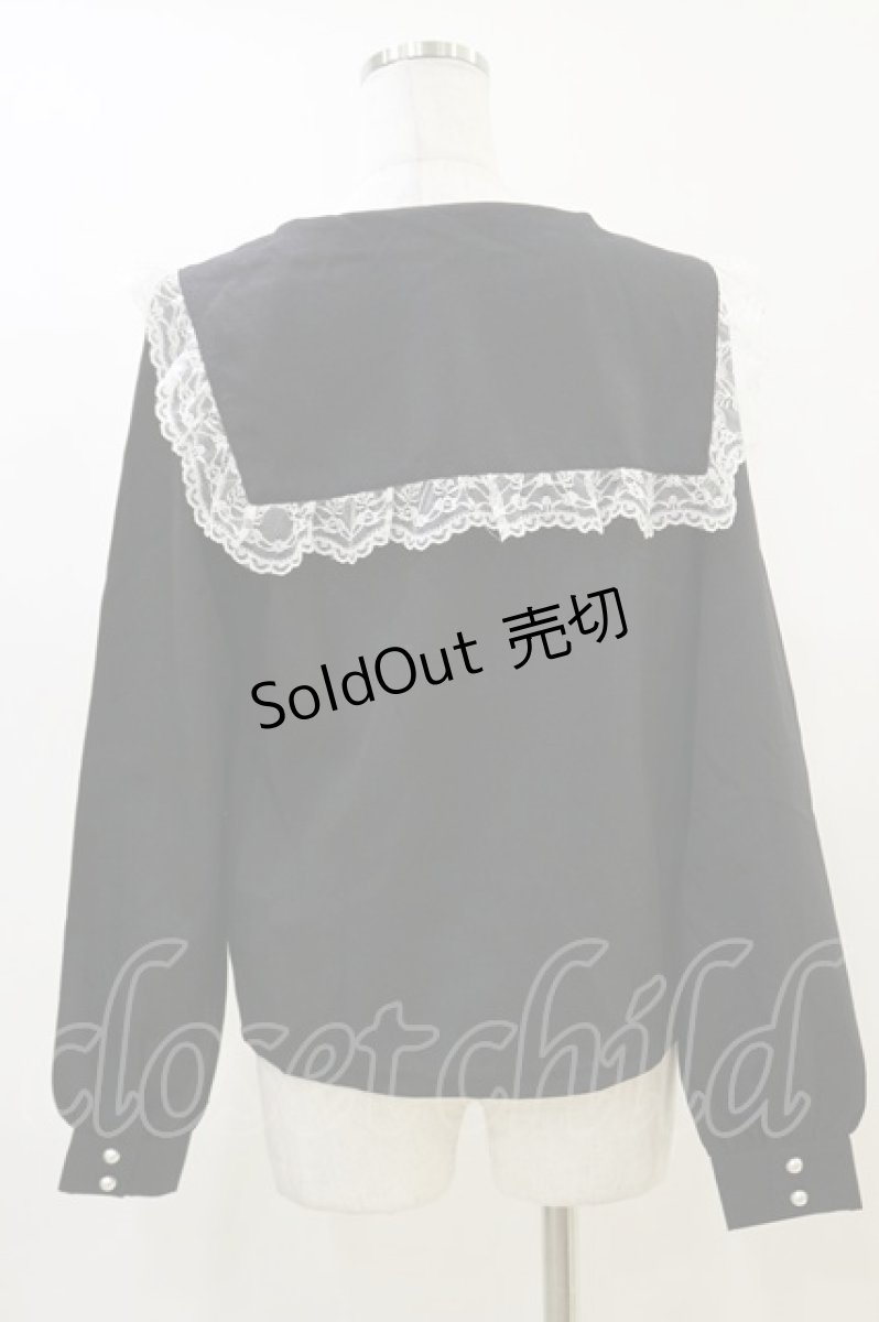画像2: MA*RS / 十字架刺繍セーラーブラウス Free ブラック/オフ H-26-06-01-033-GO-BL-NS-ZH (2)