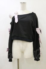 画像1: DearMyLove / ハートバックルリボンワンショルトップス M~L ブラック/ピンク H-26-06-01-048-GO-TO-NS-ZH (1)