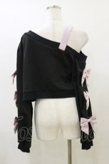 画像2: DearMyLove / ハートバックルリボンワンショルトップス M~L ブラック/ピンク H-26-06-01-048-GO-TO-NS-ZH (2)