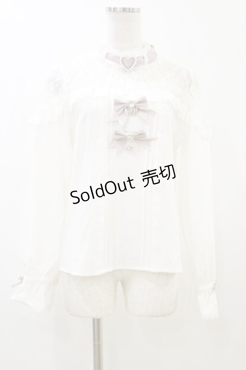 画像1: DearMyLove / ハートビジューリボンオフショル風レースブラウス M オフ/ピンク H-26-06-01-014-GO-BL-NS-ZH (1)