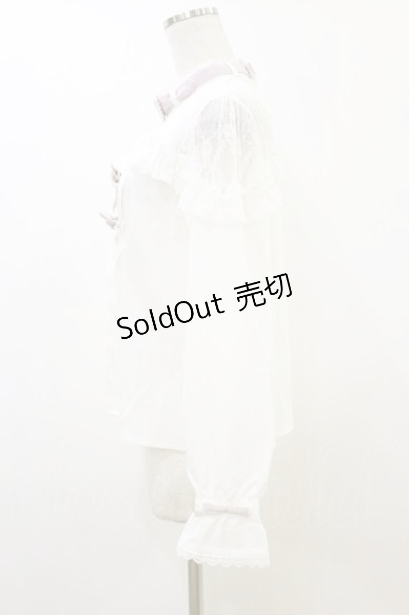 画像3: DearMyLove / ハートビジューリボンオフショル風レースブラウス M オフ/ピンク H-26-06-01-014-GO-BL-NS-ZH (3)