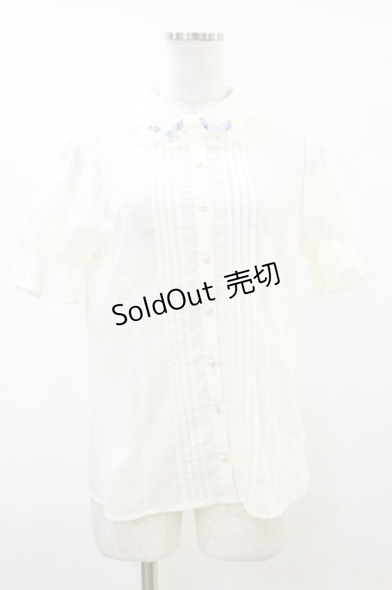 画像1: axes femme POETIQUE / お花モチーフ襟ブラウス M オフ H-26-06-01-019-AX-BL-NS-ZH (1)
