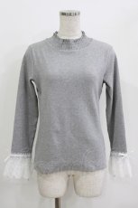 画像1: axes femme / チュールレース袖カットプルオーバー M グレー/白 H-26-06-02-027-AX-TO-NS-ZH (1)