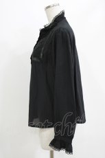 画像2: Jane Marple / ボビンレーストリムブラウス  ブラック H-26-06-02-035-JM-BL-KB-ZH (2)
