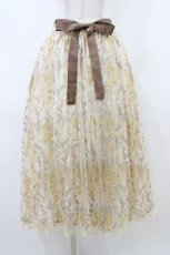 画像1: axes femme / ミモザ刺繍チュールロングスカート M イエロー/ブラウン H-26-06-02-1035-AX-SK-NS-ZH (1)