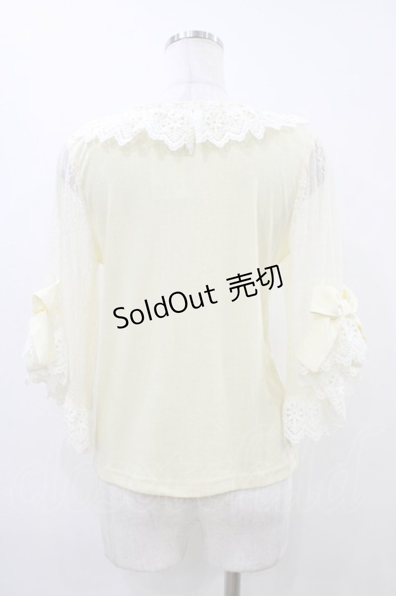 画像2: axes femme POETIQUE / リボンレース袖カットプルオーバー M イエロー H-26-06-02-1050-AX-TO-NS-ZH (2)