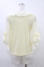 画像2: axes femme POETIQUE / リボンレース袖カットプルオーバー M イエロー H-26-06-02-1050-AX-TO-NS-ZH (2)