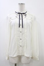 画像1: axes femme POETIQUE / 巻き薔薇デザインフリルブラウス M 生成り H-26-06-02-1051-AX-BL-NS-ZH (1)