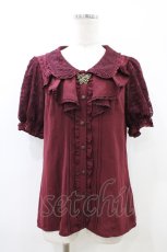 画像1: axes femme / フェミニンラッフルブラウス L ワイン H-26-06-02-1056-AX-BL-NS-ZH (1)