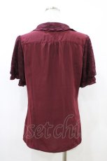 画像2: axes femme / フェミニンラッフルブラウス L ワイン H-26-06-02-1056-AX-BL-NS-ZH (2)