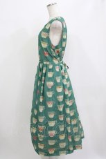 画像2: Jane Marple Dans Le Salon / British potteriesノースリーブドレス  ピーコックブルー H-26-06-02-001-JM-OP-KB-ZH (2)