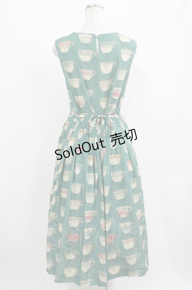画像3: Jane Marple Dans Le Salon / British potteriesノースリーブドレス  ピーコックブルー H-26-06-02-001-JM-OP-KB-ZH (3)
