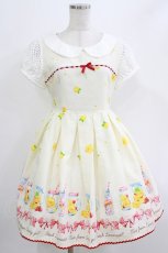 画像1: Ank Rouge / ギンガムレモネードレースパフ袖ワンピース M クリーム H-26-06-03-003-CA-OP-NS-ZH (1)