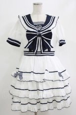画像1: To Alice / マリンキャットセーラーティアードワンピース M オフ/ネイビー H-26-06-03-025-LO-SK-NS-ZH (1)