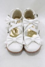 画像1: metamorphose / トリプルリボンクロスストラップシューズ L/24.5cm程度 白 H-26-06-03-077-ME-SH-NS-ZH (1)