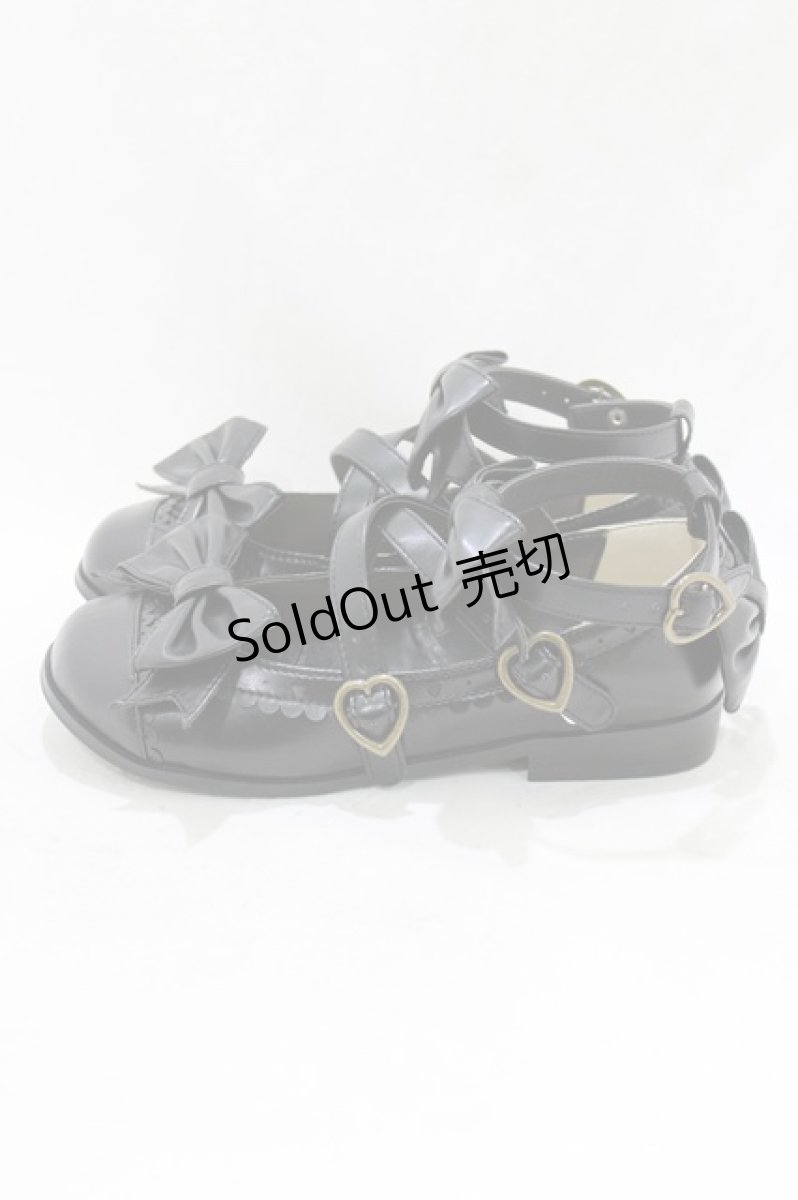 画像2: metamorphose / トリプルリボンクロスストラップシューズ S/22.5cm程度 ブラック H-26-06-03-078-ME-SH-NS-ZH (2)