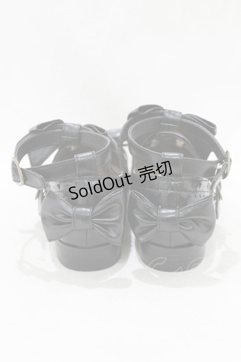 画像3: metamorphose / トリプルリボンクロスストラップシューズ S/22.5cm程度 ブラック H-26-06-03-078-ME-SH-NS-ZH (3)