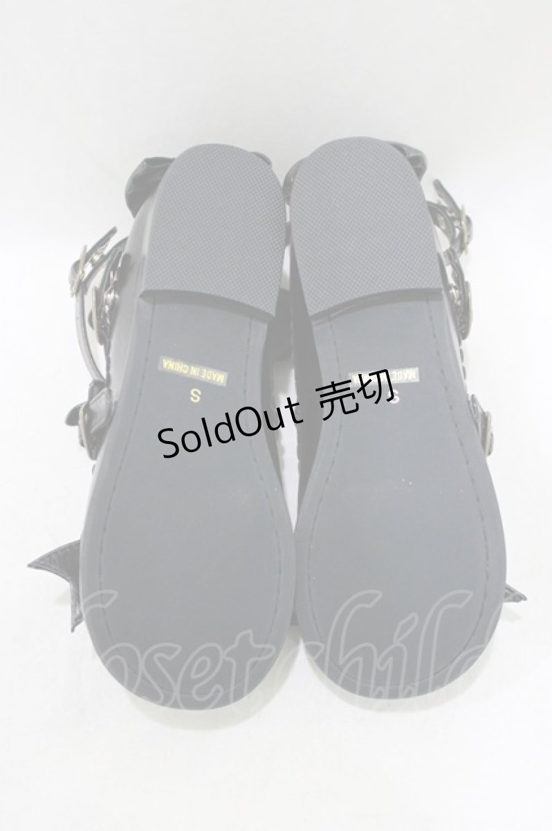 画像4: metamorphose / トリプルリボンクロスストラップシューズ S/22.5cm程度 ブラック H-26-06-03-078-ME-SH-NS-ZH (4)