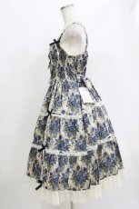 画像2: metamorphose / ゴブランブーケ シャーリングティアードジャンパースカート 1 ブルー H-26-06-03-010-ME-OP-NS-ZH (2)