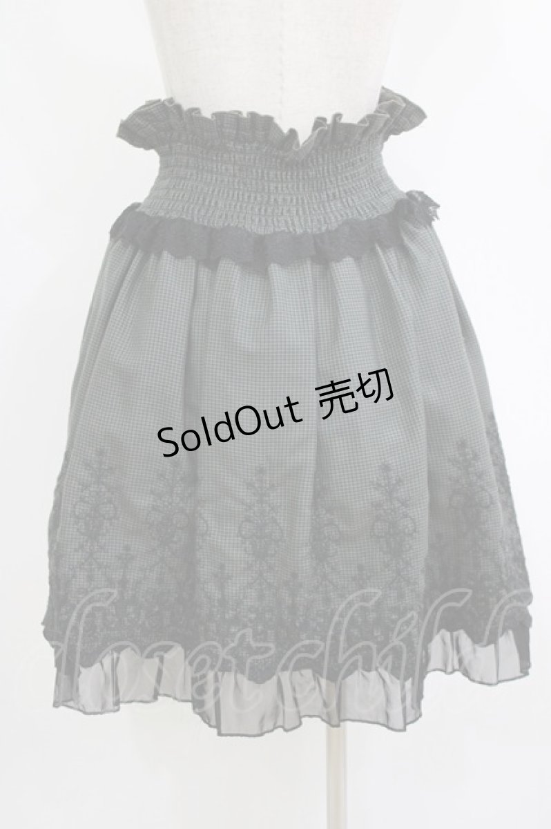 画像3: axes femme / 裾刺繍使いハイウエストスカート M グリーン H-26-06-04-037-AX-SK-NS-ZH (3)