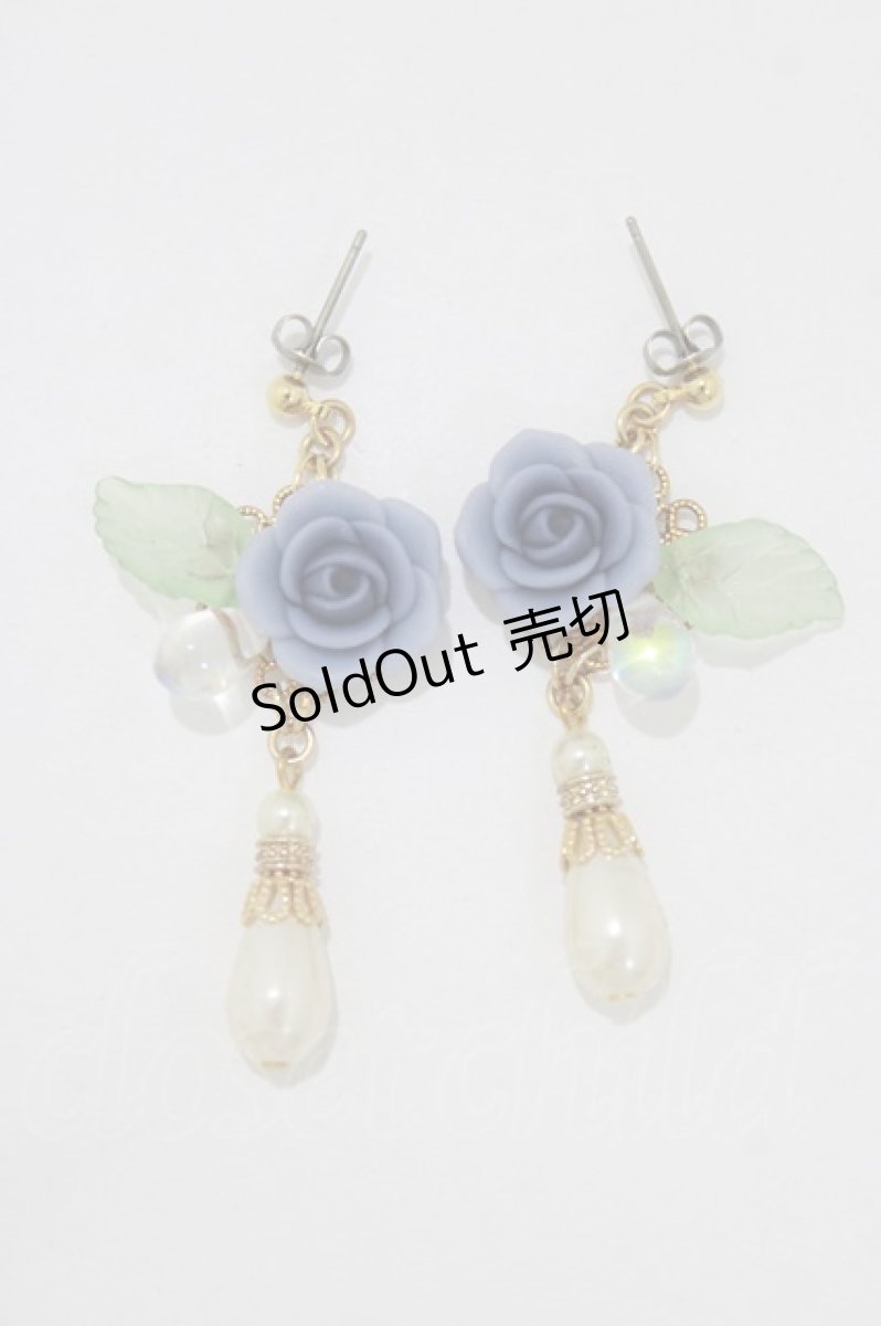 画像1: Innocent World / 薔薇とパールのピアス  ブルー H-26-06-04-055-IW-AC-NS-ZH (1)