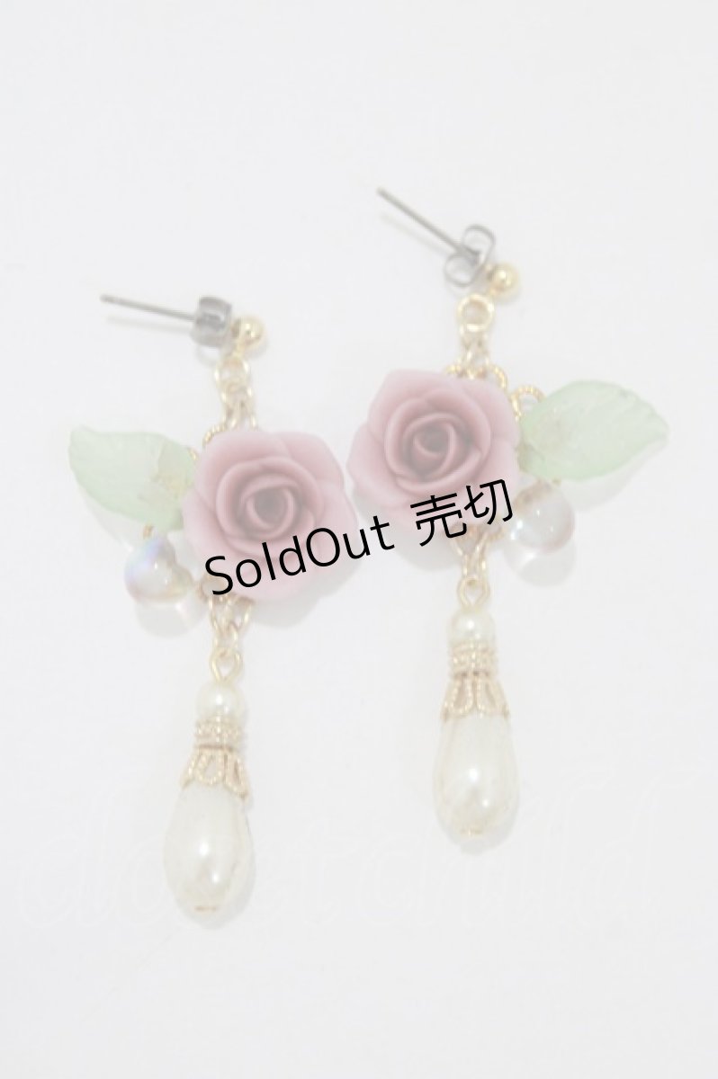 画像1: Innocent World / 薔薇とパールのピアス  ボルドー H-26-06-04-056-IW-AC-NS-ZH (1)