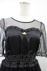 画像3: Ank Rouge / ドットチュール×サテンワンピース M ブラック H-26-06-04-1034-CA-OP-NS-ZH (3)
