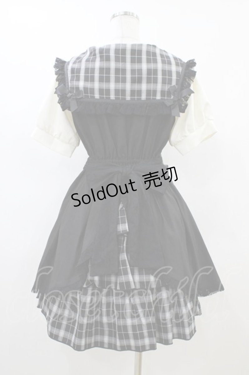 画像2: LIZ LISA / レースエプロン風カシュクールワンピース 0 ブラック/チェック H-26-06-04-1038-LO-OP-NS-ZH (2)