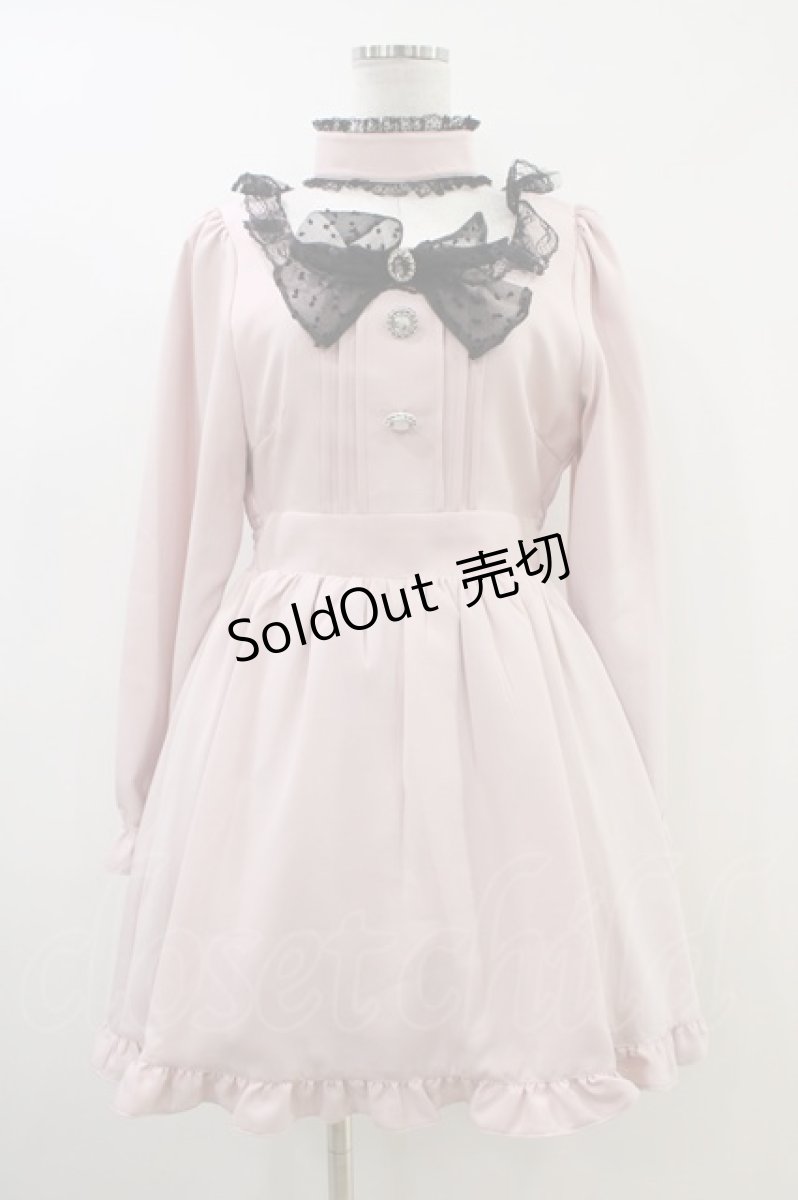 画像1: Ank Rouge / チョーカー付きドーリーワンピース M ピンク/ブラック H-26-06-04-1046-CA-OP-NS-ZH (1)